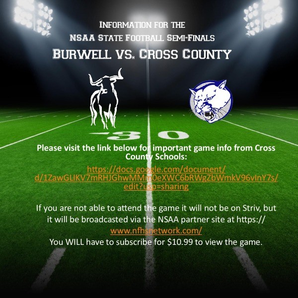 Burwell Public Schools 2020 NSAA State Football SemiFinals Burwell